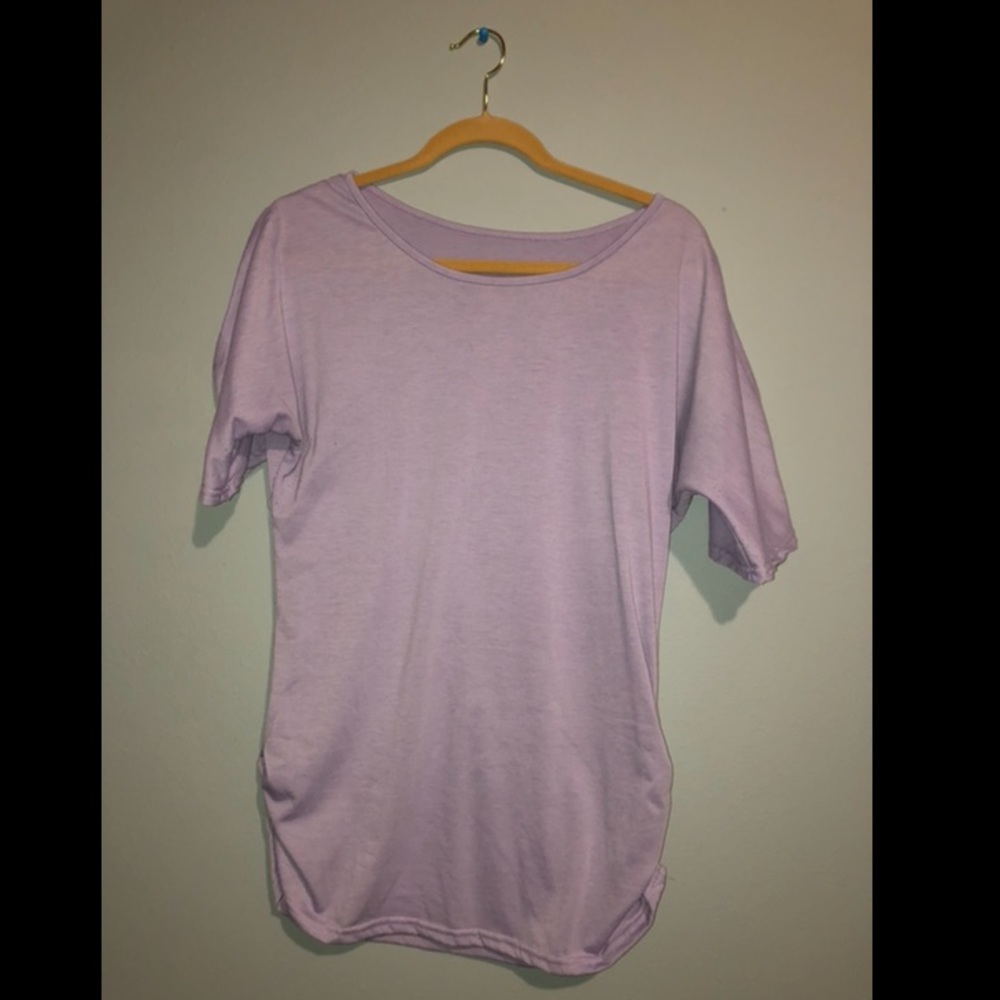 Lavender Tee with slits in sleeves